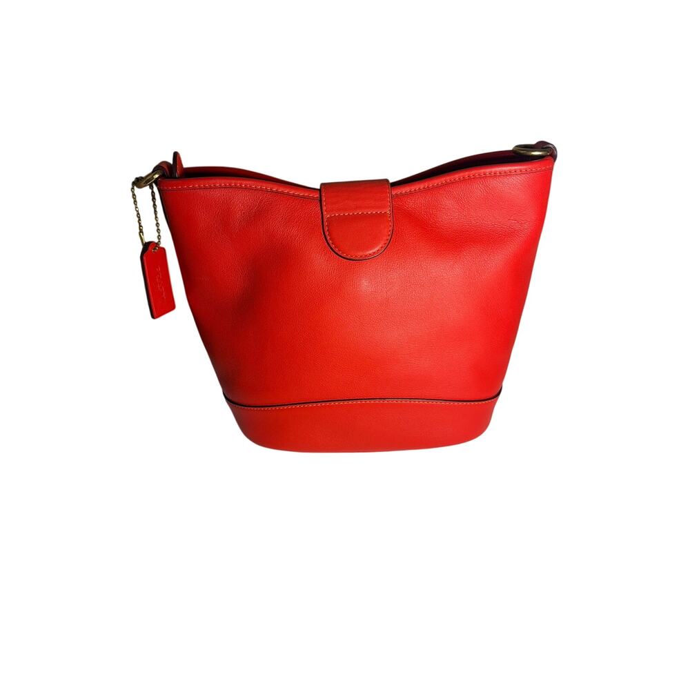 Coach Tali Bucket Bag Orange Soft Leather Magnetic and Zipper Closure NWOT - Picture 3 of 12